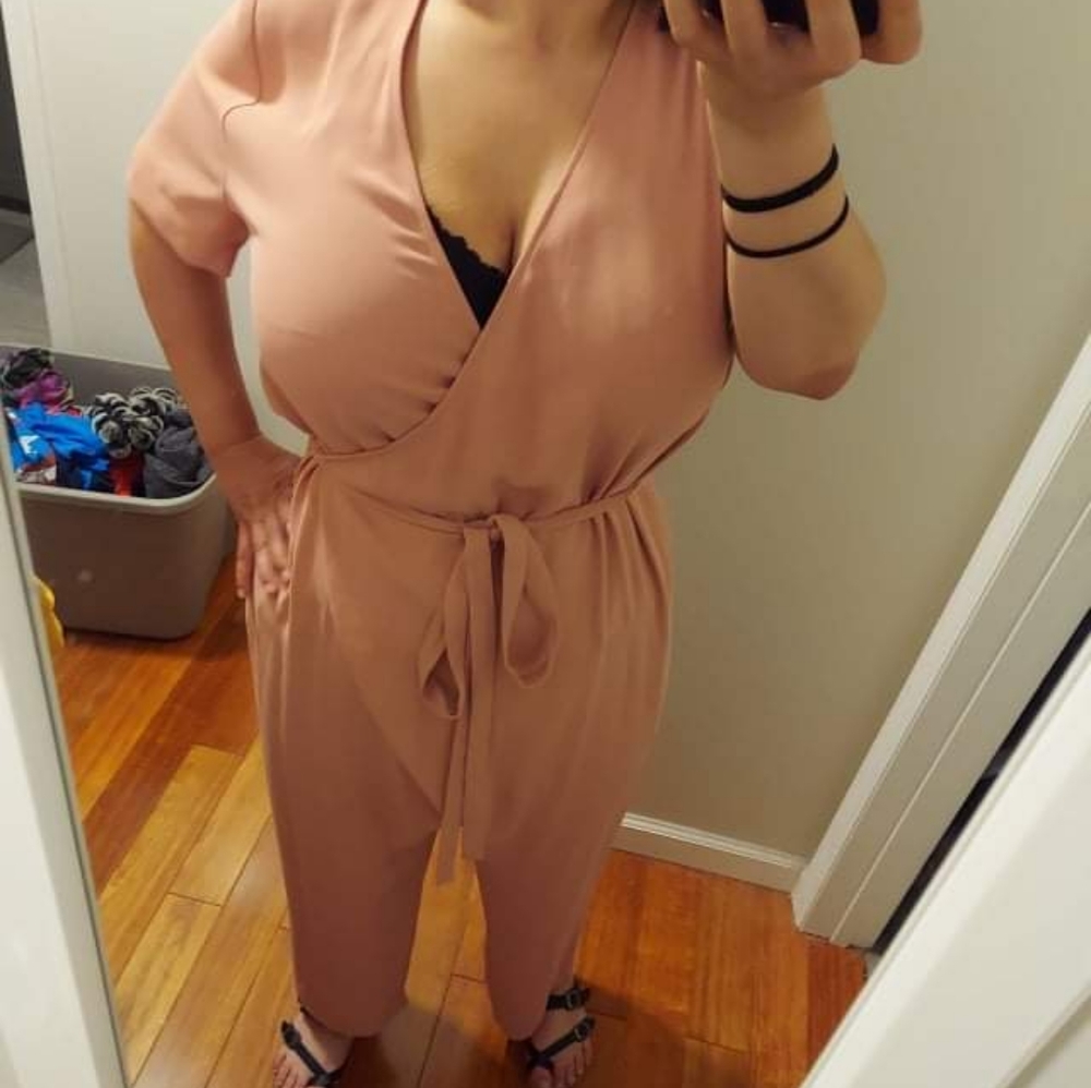 Asos pink jumpsuit with belt